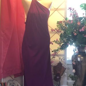 Long Length Maroon Party Gown with Beaded Design